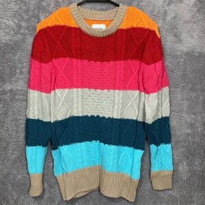 Stitches + Stripes Women’s Sweater Small Multicolor Striped Knit Cotton Blend
